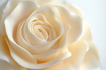 Close-up of a creamy, off-white rose, showcasing its delicate petals and soft texture.