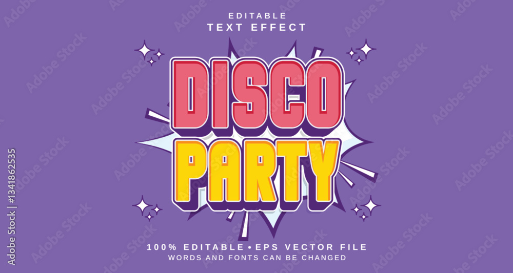 Poster editable text style effect - disco party text style theme.