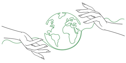 Earth day line art style vector illustration	