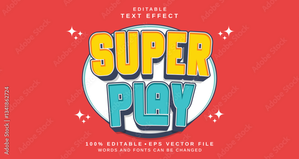 Poster editable text style effect - super play text style theme.