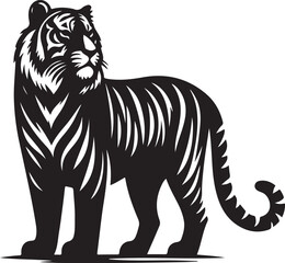 Powerful Black and White Tiger Silhouette