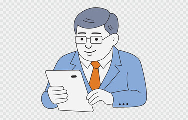 Businessman vector art Illustration Isolated on transparent background and editable stroke