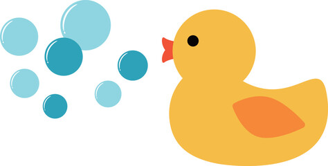 アヒルのおもちゃと泡