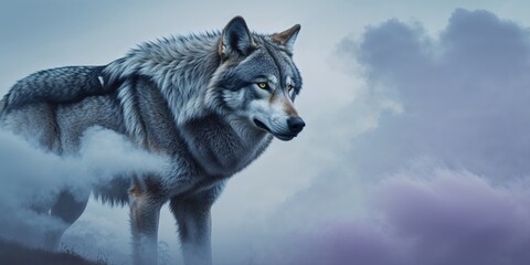 Mystical Wolf Colossus in a Dreamlike Landscape