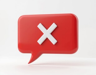 Obraz premium Red Speech Bubble with White Cross Signifying Error or Cancellation