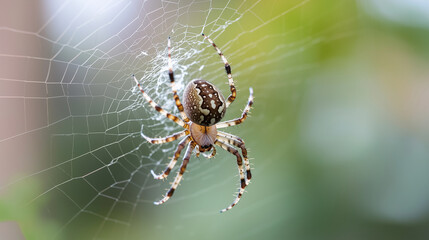 Spider Weaving a Web in a Flourishing Garden