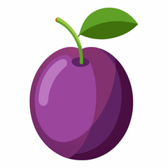 Plum on a White Background