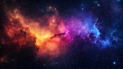 Naklejka premium A stunning cosmic background featuring vibrant nebula and stars, perfect for creating an enchanting space-themed wallpaper or cover design. 