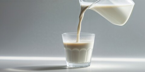 Delicious Almond Milk Being Poured into a Fresh Glass for Healthy Drink
