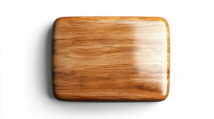 Realistic wooden rectangular edge grain cutting board on white background