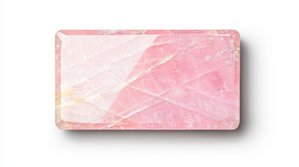 Realistic empty pink rectangular gemstone on white background for design projects
