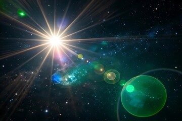 Abstract Lighting Background with Digital Lens Flare in Dark Atmosphere