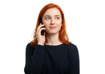 Woman using cell phone isolated on White background