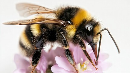 close up of bee on the flower, bee on flower in the nature