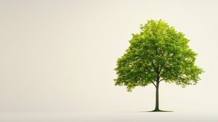 Obraz premium Lush green tree standing alone against a minimalist background, symbolizing nature's beauty