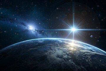 Abstract Lighting Background with Digital Lens Flare in Dark Atmosphere