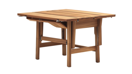 The image showcases a close-up of a brown wooden table with an extendable leaf, revealing the underlying hardware.