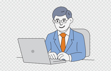 Businessman vector art Illustration Isolated on transparent background and editable stroke
