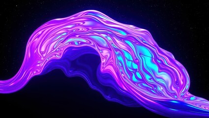 Purple abstract background with text area - artistic concept. Blue-purple wavy fabric is used on dark background text or in the image insertion area. A vibrant, abstract wave with a large central area