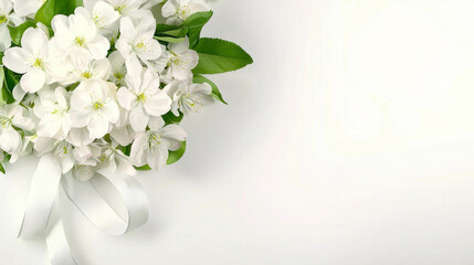 Fototapeta premium Realistic sakura blossom arrangement with white flowers for elegant floral design