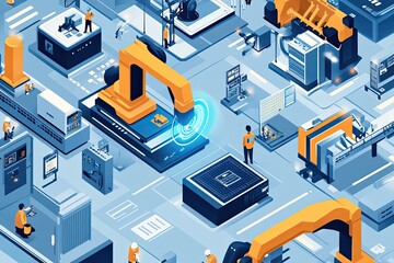 Obraz premium High-tech manufacturing unit assembling IoT devices for global markets