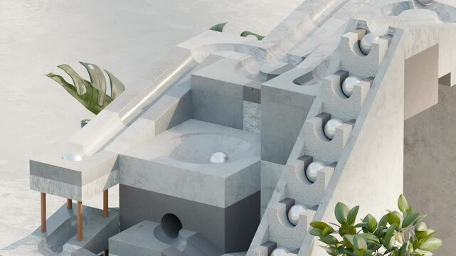 3D Rendering Marble Run Toy