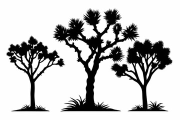 Obraz premium differences styles of joshua tree line art silhouette vector illustration