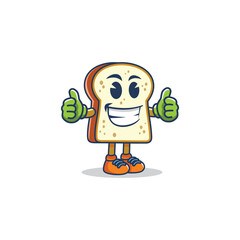 Cute bread character mascot illustration