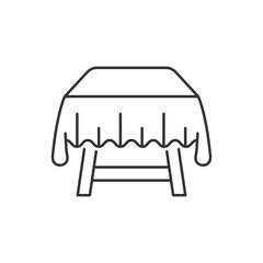 Tablecloth flat line icon. Dining room sign, illustration of table with cloth. Thin linear logo for interior store.