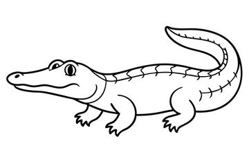 alligator line art silhouette vector illustration