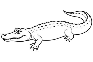 alligator line art silhouette vector illustration