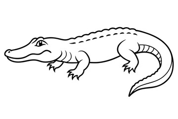 alligator line art silhouette vector illustration