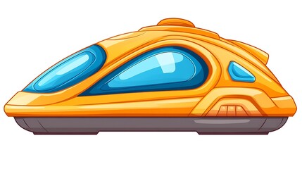 Futuristic yellow cartoon train.