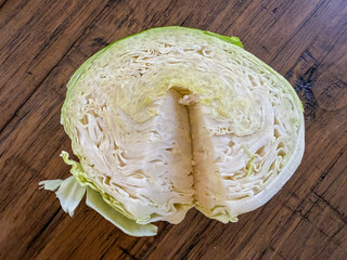Halved Head Of Cabbage With Core Removed