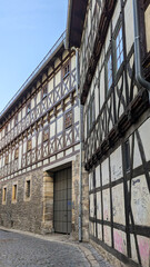 Erfurt Old Town. Germany. Facades of old half-timbered houses.