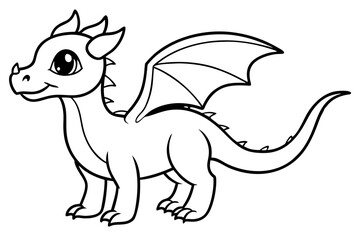 baby dragon line art silhouette vector illustration