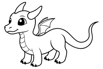 baby dragon line art silhouette vector illustration