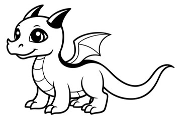 baby dragon line art silhouette vector illustration