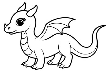 baby dragon line art silhouette vector illustration