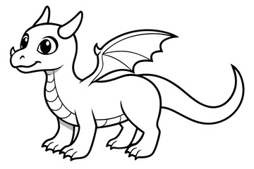 baby dragon line art silhouette vector illustration