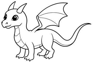 baby dragon line art silhouette vector illustration