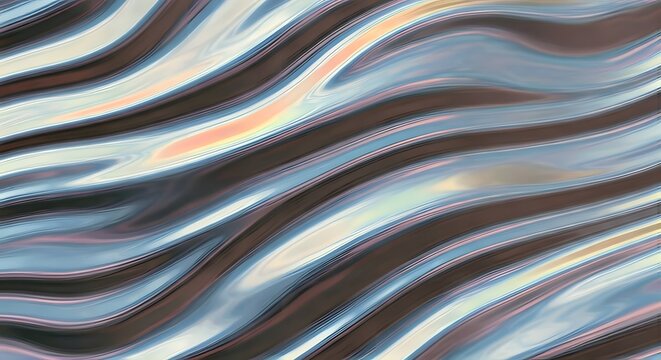  A holographic texture resembling smooth, molten metal with rainbow iridescence, Ai Generated