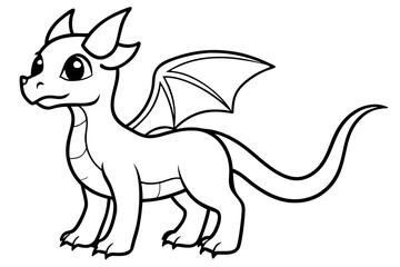 baby dragon line art silhouette vector illustration
