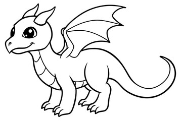 baby dragon line art silhouette vector illustration