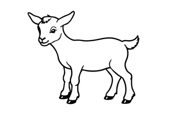 baby goat line art silhouette vector illustration