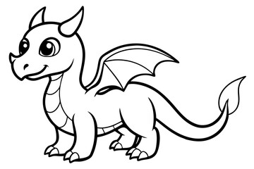 baby dragon line art silhouette vector illustration
