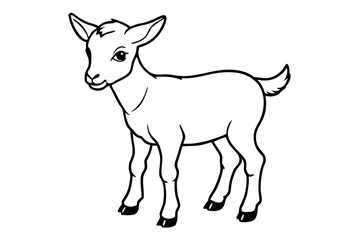 baby goat line art silhouette vector illustration