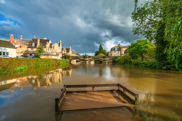 Stamford bridge seen from the Town Meadows park. England