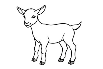 baby goat line art silhouette vector illustration