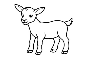 baby goat line art silhouette vector illustration